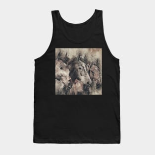 Horses Abstract Neutral Color Horse Lover Art Tank Top